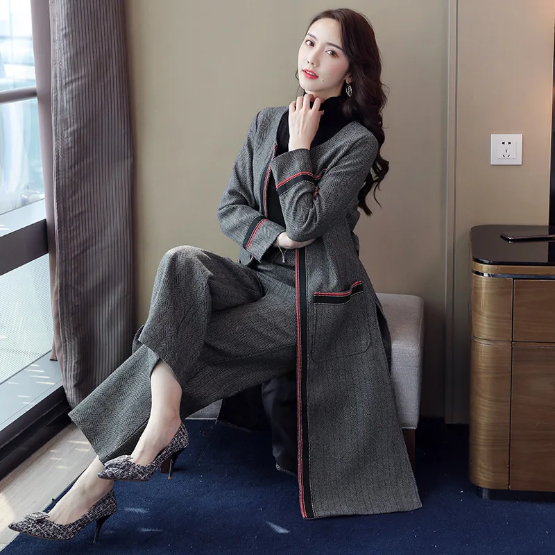 

Debutante Autumn And Winter Woolen Set WOMEN'S Dress-Style Two-Piece 2019 New Style Western Style Royal Sister Elegant Loose Pan