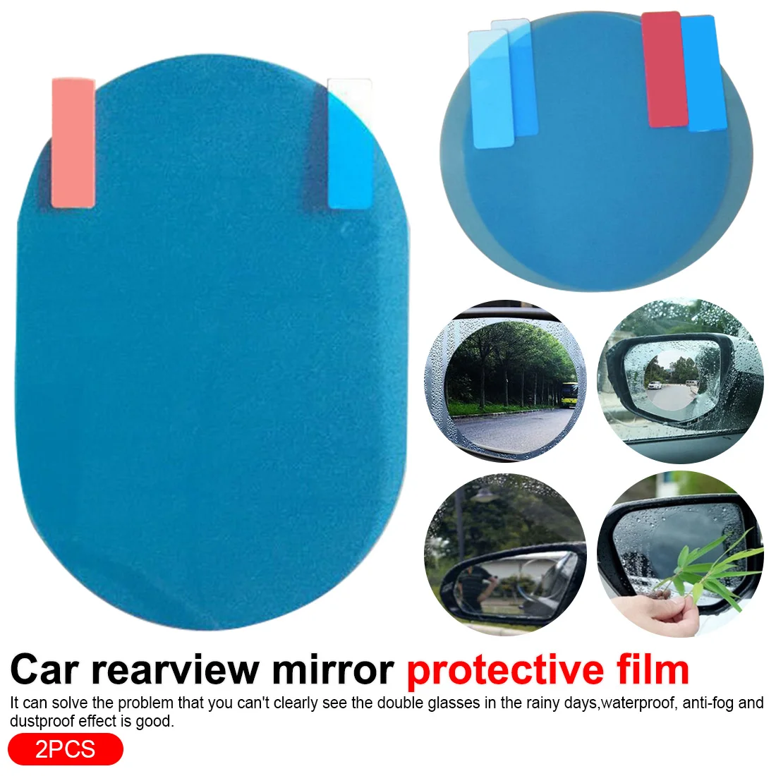 

2Pcs Car anti-reflective Anti Water Mist Film Anti Fog Rainproof Rearview Mirror Protective Film Cover anti fog