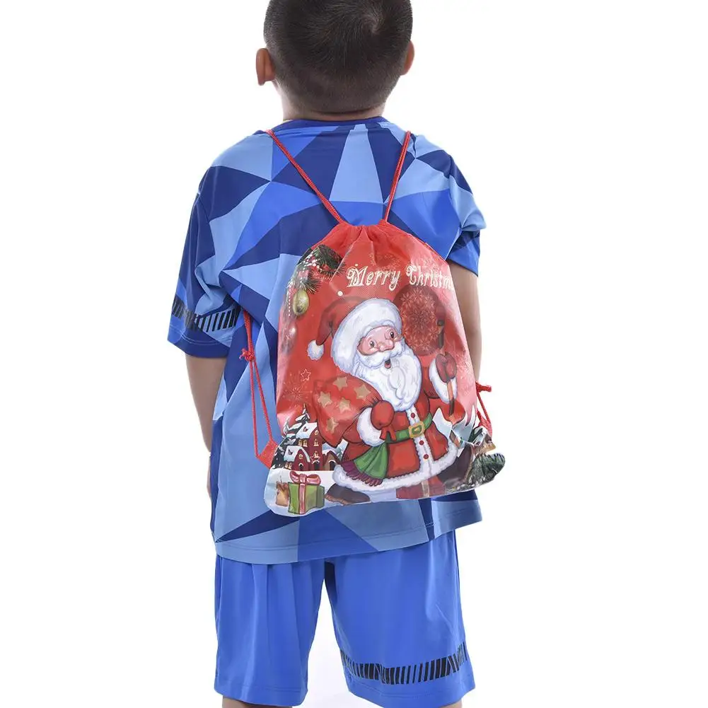 Santa Claus Bag Non-woven Reusable Drawstring Santa Sack Candy Bags Christmas Boys Girls Holiday Party Decorations Backpack Gift