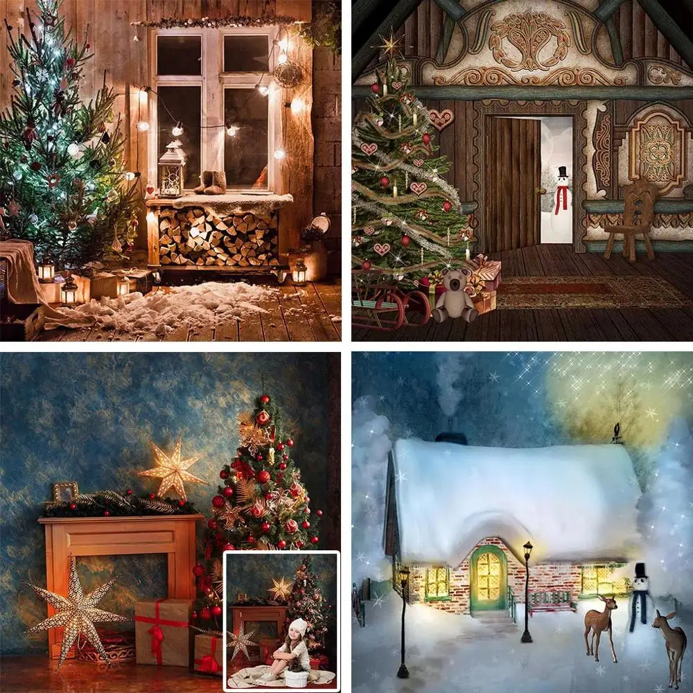 

Mehofond Winter Christmas Backdrop Tree Wood Floor Baby Shower Portrait Photography Background Decor Photo Studio Photocall Prop