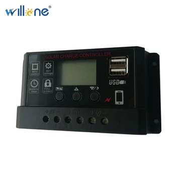 

Willone 10A/20A/30A 12V 24V PWM Lithium Battery Solar Charge Controller LCD Display Dual USB Solar Panel Charger