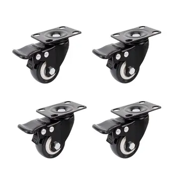 

4 Pcs Heavy Duty Flat Bottom Caster Wheels with Brake Swivel Plate No Noise Lock
