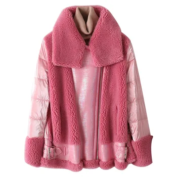 

Winter 2009 New Sheep Down-sheared Coat Female Short Down Coat Haining Fur Coat Granular Down Wool Coat