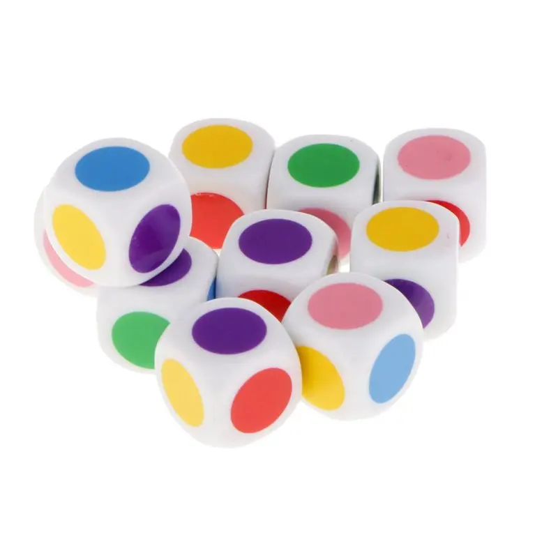 

Set of 10 Pcs Dice to play with 6 colors for board games Kids table games Educational toys