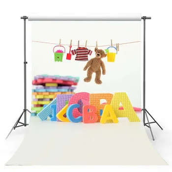 

TAIBO Background Photography Alphabet Foam Stitching Floor Mat and Toy Bear Background Scenes Photo Studio Backdrop Photocall