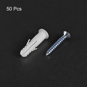

uxcell 50pcs Flexible 10mmx40mm Plastic Expansion Pipe Column Concrete Anchor Wall Plug Frame Fixings Tube with Screws White