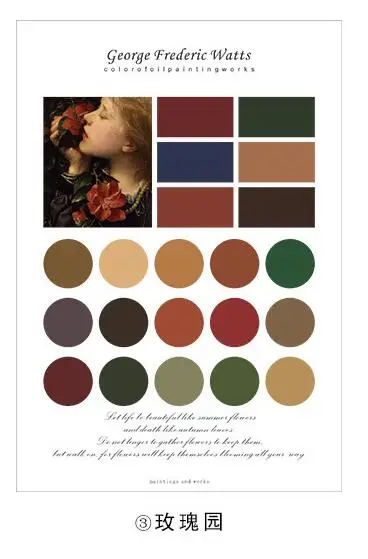 Цветовая серия художника, декоративные наклейки с изображением вишни, пшеничного поля, скрапбукинг, этикетка, канцелярские наклейки для дневника, альбома - Цвет: 03