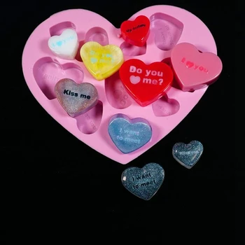 

1PCS Mirror English Heart silicone mold DIY crystal Epoxy phone shell key ring swing table Epoxy mold