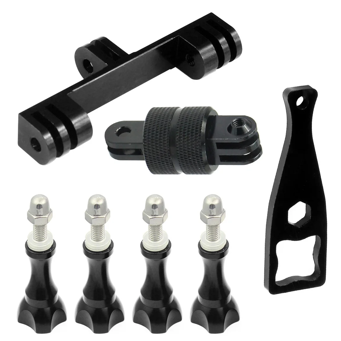 360 Swivel Tripod Mount Monopod Stand Double Holder w Long Screws for Gopro Hero 3/3+/4/5 Camera & Underwater Flash LED Light |