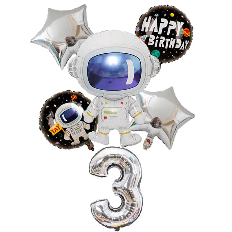 Космическая серия астронавт ракета Корабль воздушный Шар 32 дюймов серебро номер фольги воздушный шар спрос среди детей счастливый декор для вечеринки в честь Дня рождения поставки