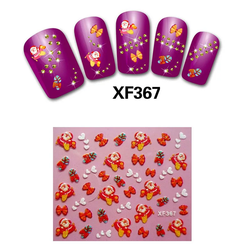 24 листа 3D Санта/Лось/Снеговик Дизайн ногтей клей наклейки Рождество год наклейки для ногтей Обертывания маникюрные украшения инструменты - Цвет: 09