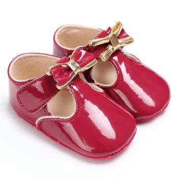 

PU Leather Baby Girl Moccasins Solid Bowknot Party Babys Shoes Footwear for Newborns White&Pink&Red 0-18 Months