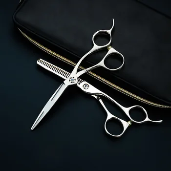 

Japan Professionals Silver 440C scissors 5.5 Inch Thinning and Cutting scissors Hairdressing Scissors HAIRCUT BARBER Very Sharp