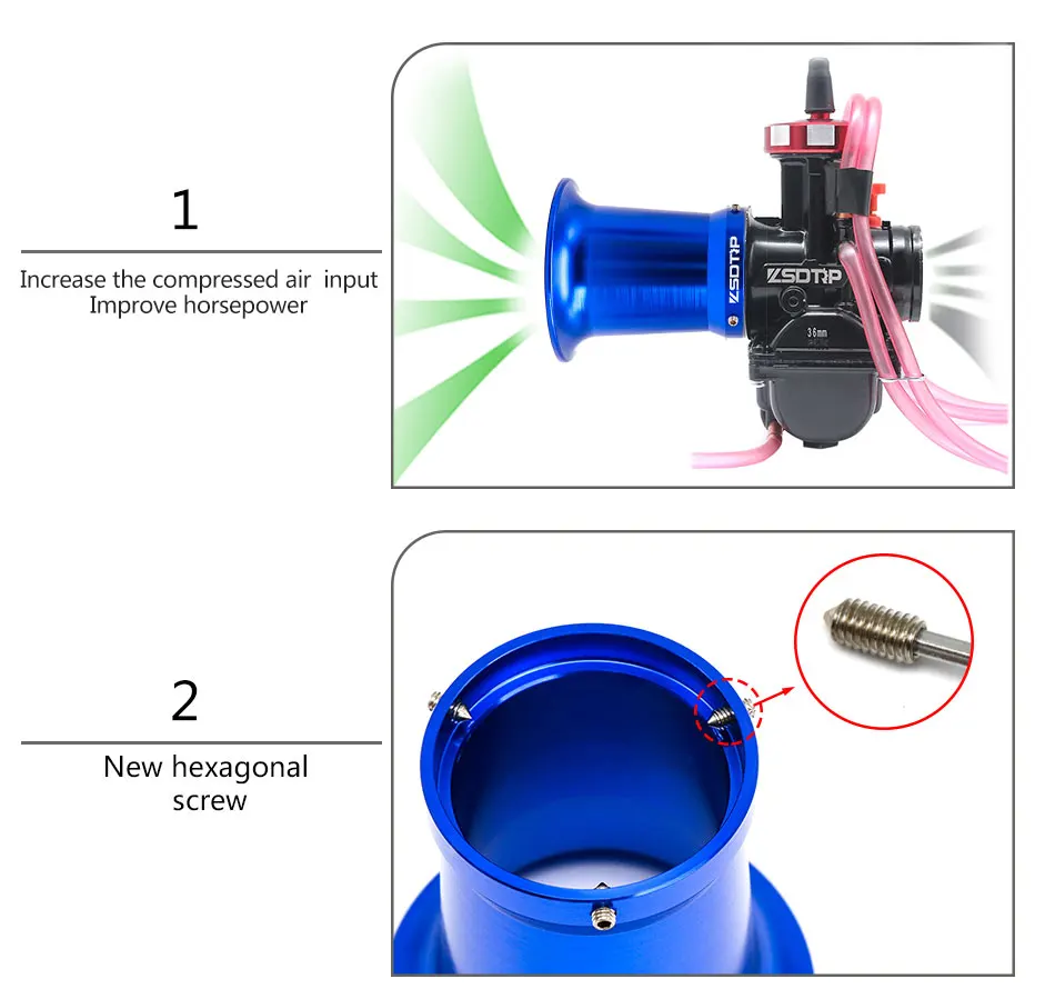 ZSDTRP 50 мм мотоцикла карбюратор воздушный фильтр от ветра чашка с рожком для Keihin OKO KOSO MIKUNI PWK 21/24/26/28/30 PE28 PE30