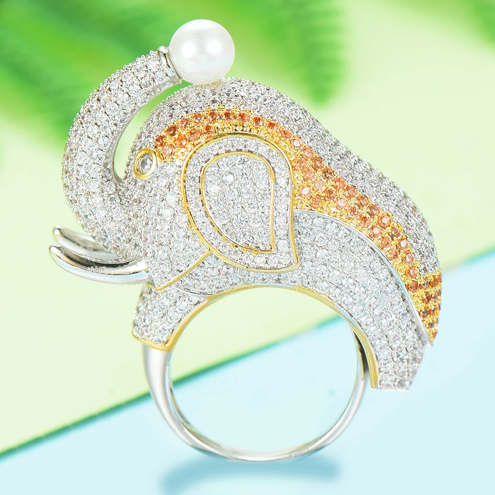 GODKI модные большие украшения в виде слонов кубический циркон модное кольцо для женщин кольца на палец бусины очаровательное кольцо богемные пляжные украшения