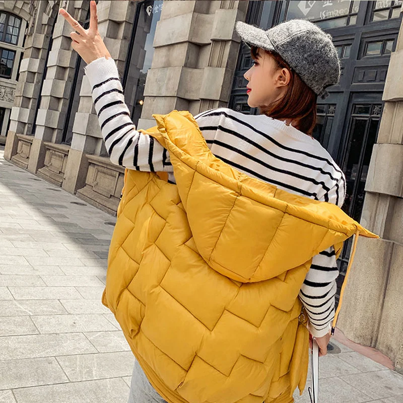 2020 New Winter Vest Parkas Hooded Coats Women Loose Short Down Cotton Overcoat Thicken Warm Jacket Femme Waistcoat | Женская одежда