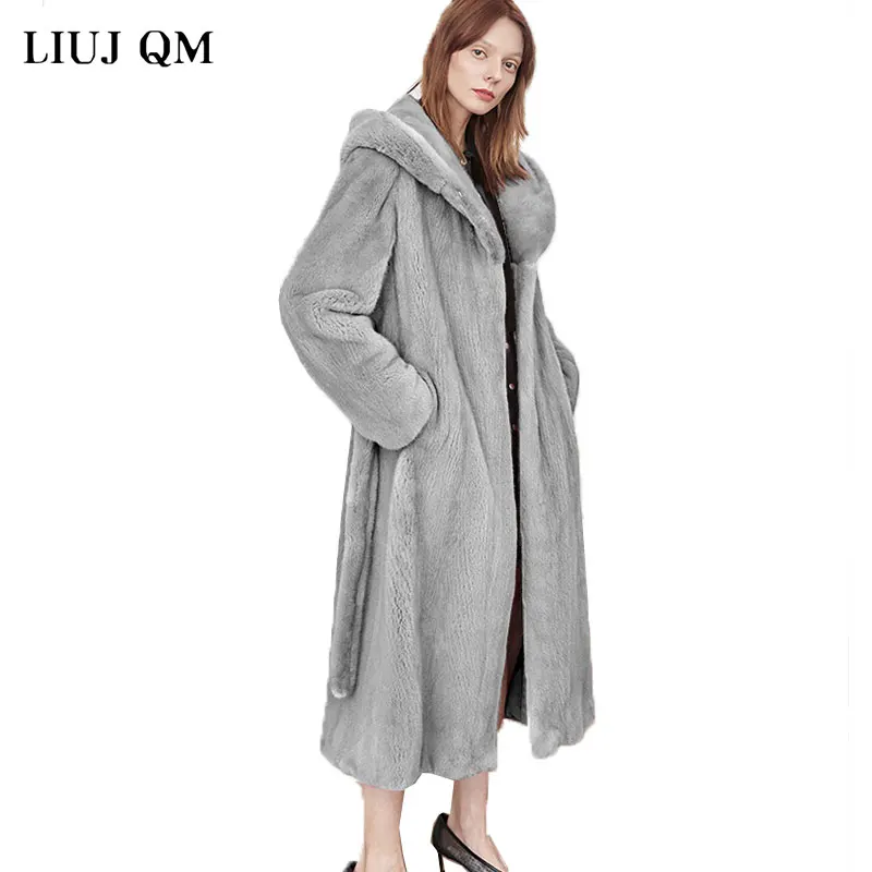 

Autumn Winter Faux Fur Coat Women 2022 Casual Luxury Long Oversize Loose Hooded Mane Fur Jacket Female Thick Warm Plush Outwear