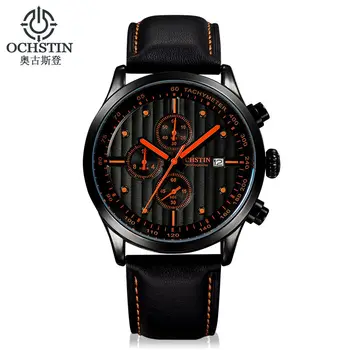 

OCHSTIN Top Brand Luxury Chronograph Outdoor Sport Men Quartz Watches Fashion Casual Leather Belt Military Waterproof Wristwatch