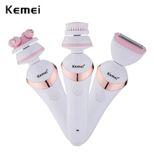 Kemei 3 в 1 Электрический Очиститель для очищения лица перезаряжаемая щетка для лица устройство для женщин электрическая ультразвуковая Женская бритва массажер