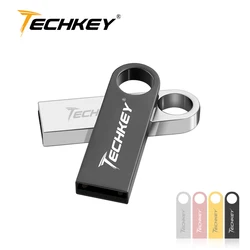 TECHKEY – Mini clé usb 128 métallique étanche, support à mémoire de 4GB 8GB 32GB 16GB 64GB 2.0 GB, lecteur flash, cadeau, nouveau 