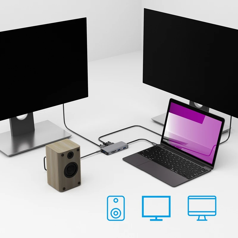 Док станция с разъемом типа C HDMI VGA USB3.0 аудио концентратор питания для ноутбука Mac
