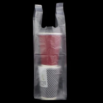 

12*42cm Transparent Plastic Shopping Package Bag Take Out Clear Bags Double Cup Beverage Bags Cokes Tea Drink Carrier Pack Pouch