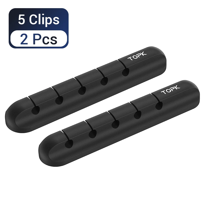 5 Clips - 2 Pieces TOPK Cable Organizer силиконовый USB Cable Winder Настольный аккуратный зажим для управления держатель кабеля для мыши провод для наушников - Цвет: 5 Clips - 2 Pieces