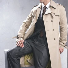 Тренч, мужское классическое двубортное длинное пальто, Мужская одежда, длинные куртки и пальто, пальто в британском стиле, S-6XL Размер