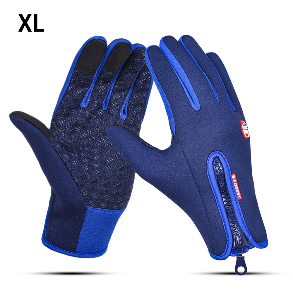 Зимние теплые мужские перчатки с сенсорным экраном, лыжные женские водонепроницаемые непромокаемые модные уличные ветрозащитные спортивные перчатки для верховой езды на молнии для женщин - Цвет: Коричневый