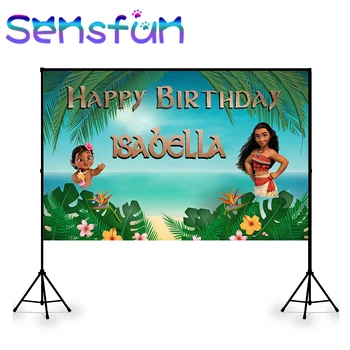 

zy033 Photography Backdrops Tropical Hawaiian Beach Party Moana Backdrop Custom Girl Birthday Background for Photoshoot props