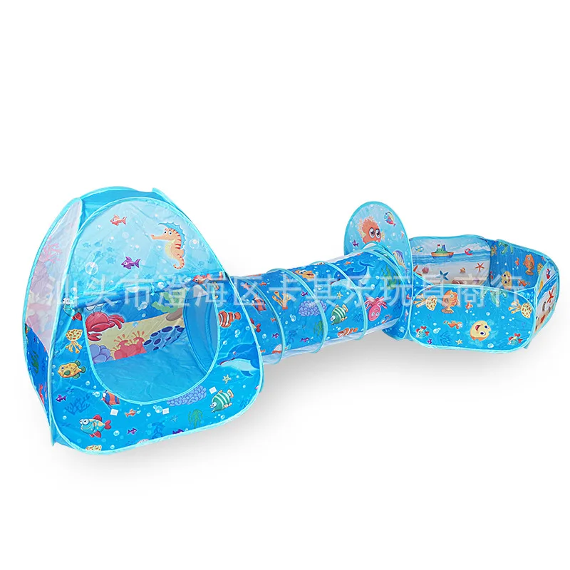 

KID'S Tent Indoor Game House Portable Folding Three-piece Set Tunnel Underwater World Tent Toy Marine Ball