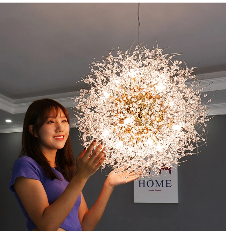 Nordic Minimalist Creative Wrought Iron Dandelion Chandelier Living Room Bedroom Dining Led Indoor Lighting Fixtures