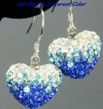 

j9e clay wedding mix multicolor new arrial mixed Beads Gradient Heart earrings drop earring crystal
