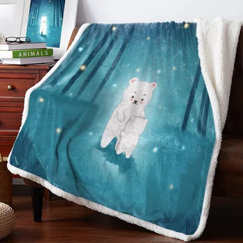 

BIGHOUSES Throw Blanket Cartoon Bear Cute Night Firefly Fleece Blankets Personalized Blankets Bedclothes