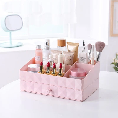 Baffect Makeup Storage Box Organizer Container Drawers Jewelry Holder Organizer Plastic Cosmetic Box Bathroom Storage - Цвет: Pink