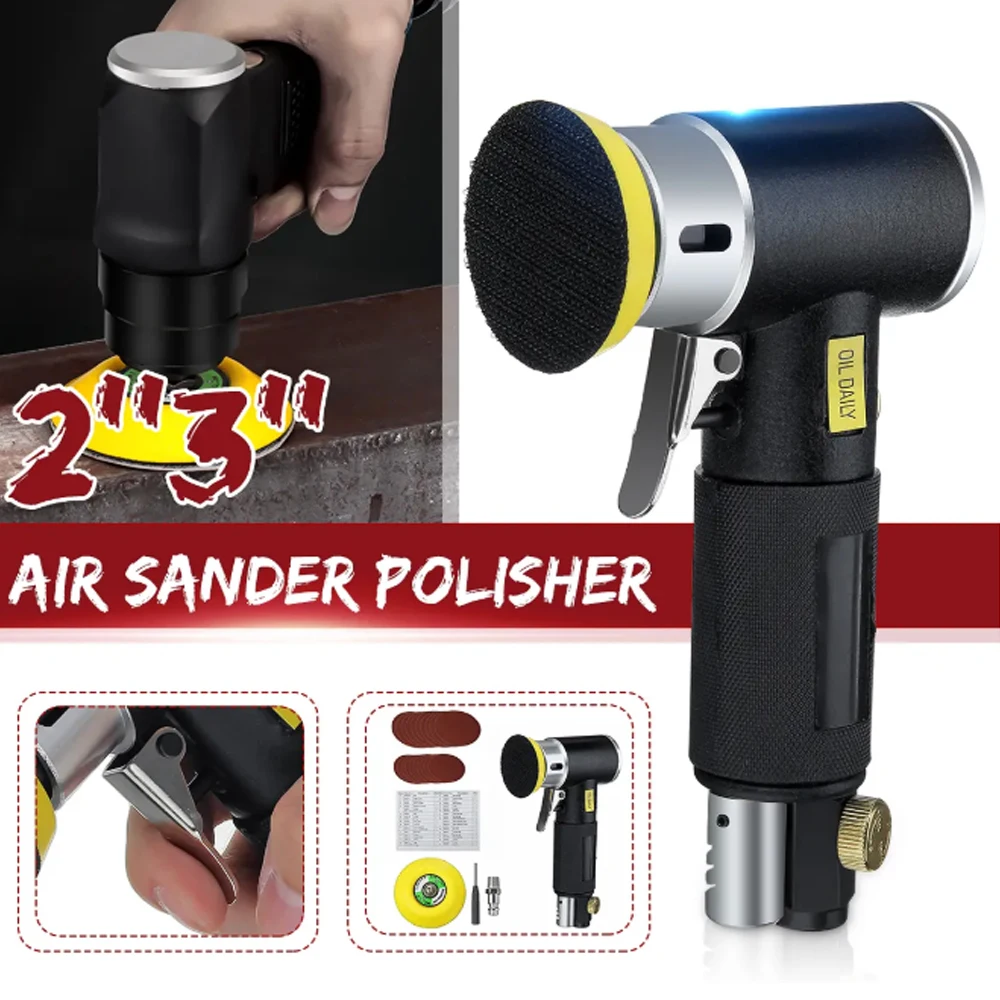 2'' 3'' Mini Air Sander Dual Action Random Air Orbital Sander Polisher Grinder Pneumatic Sander Sanding Tools Air Angle Polishin 8mm thread throw 1200w forced rotation dual action da random orbital polisher same good as international famous model