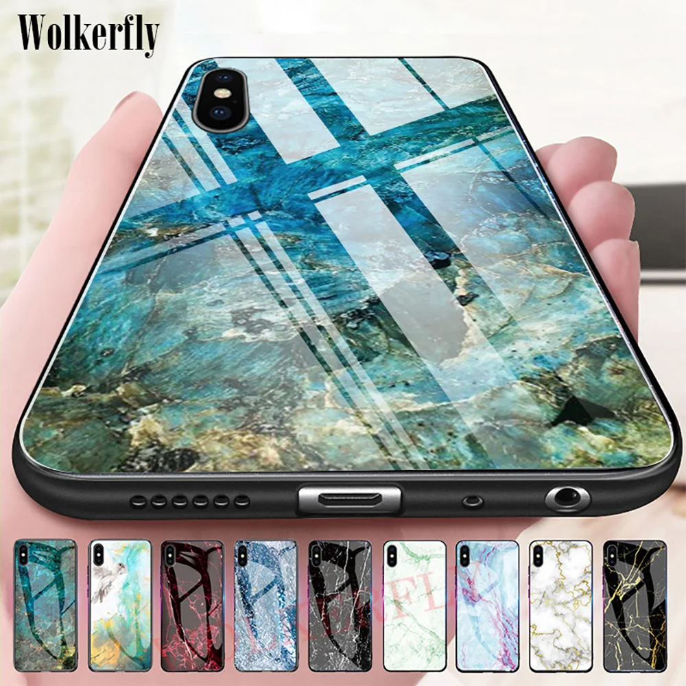 

For Samsung Galaxy S10E S8 S9 S10 5G Note10 Plus A80 A70 A60 A50 A40 A30 A20 A10 M30 M20 Note 9 8 Glass Glossy Marble Phone Case