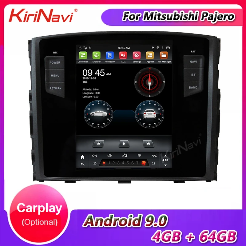 Автомагнитола KiriNavi 10 4 дюйма 1 din Android 9 0 для Mitsubishi Pajero автомобильный Dvd