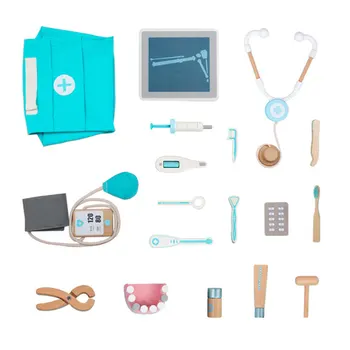 

18Pcs Kids Wooden Pretend Play Simulation Doctor Toy Stethoscope Injection Set Baby Early Educational Toys For Toddlers Gift