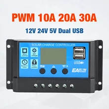 10A 20A 30A Regulator ładowania słonecznego 12V 24V Auto PWM LCD podwójny USB 5V wyjście Solar akumulator do panelu Regulator PV ładowarka do domu(China)