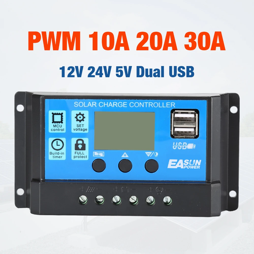 Solar Charge Controller PWM Dual USB Output Solar Cell Panel Charger Regulator
