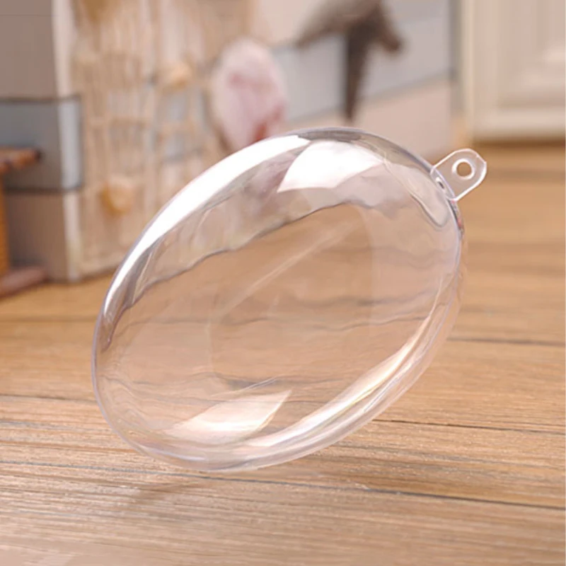 

10X Clear Plastic Ball Easter Egg Transparent Xmas Tree Ornaments Wedding Favour