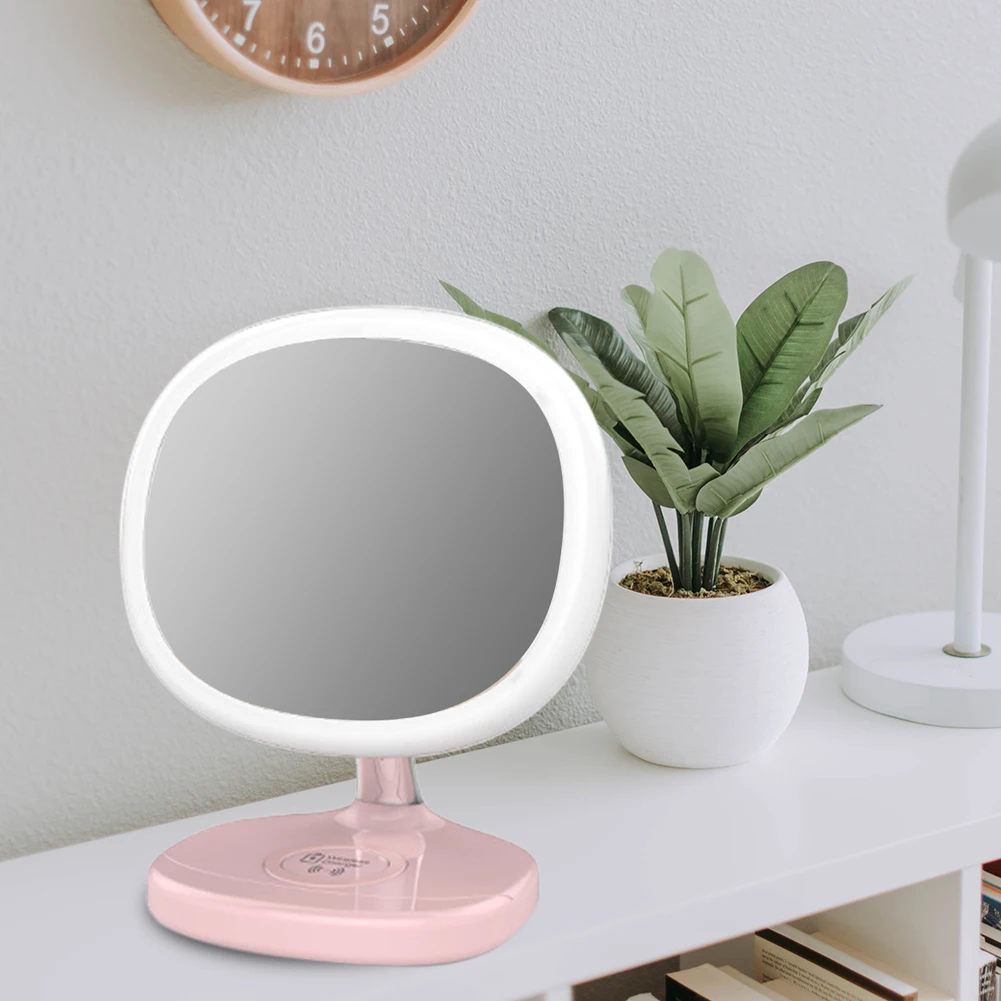 

Desktop Brightness Dressing Table 5W Tools Touch Control Dimmable Wireless Charger Free Standing Led Round Makeup Mirror Lamp