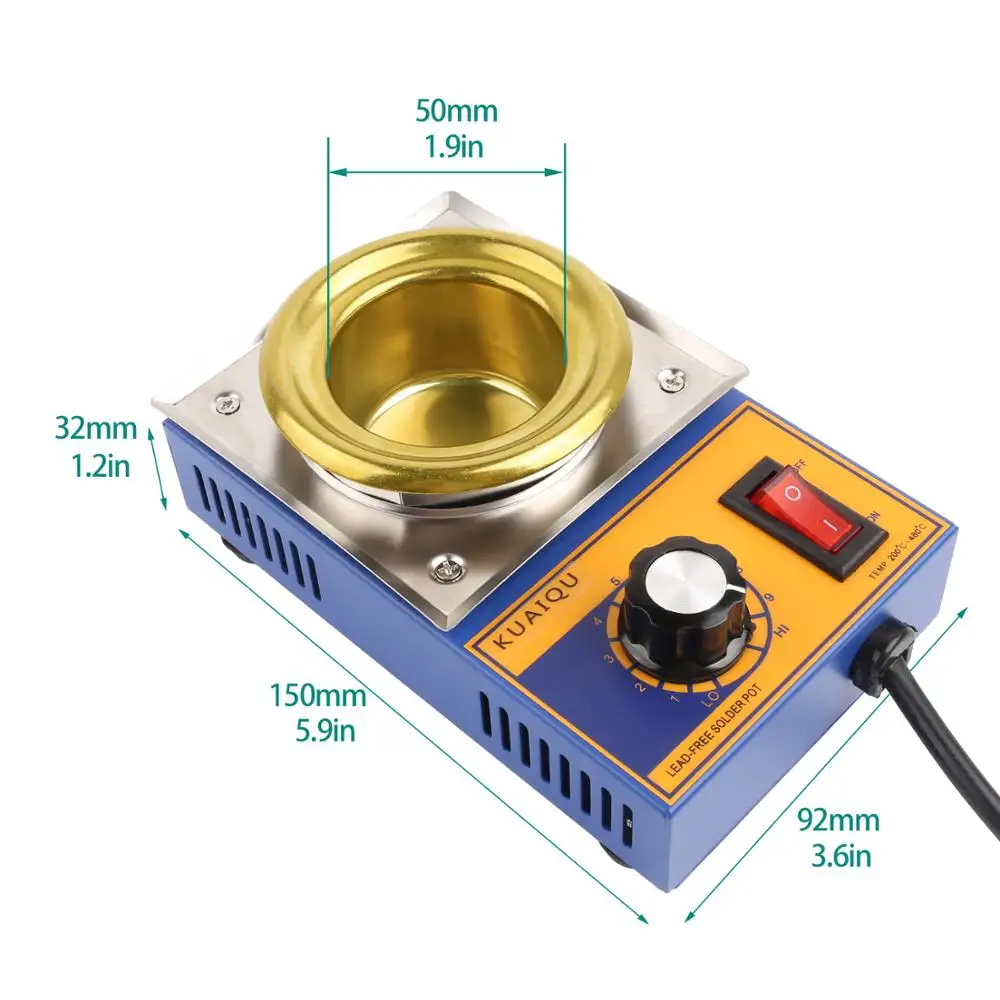 electric solder 300W Portable Solder Pot Tin Melting Furnace Handheld Adjustable Temperature Control Desoldering Bath Tool 200-480 Celsius soldering irons & stations Welding Equipment