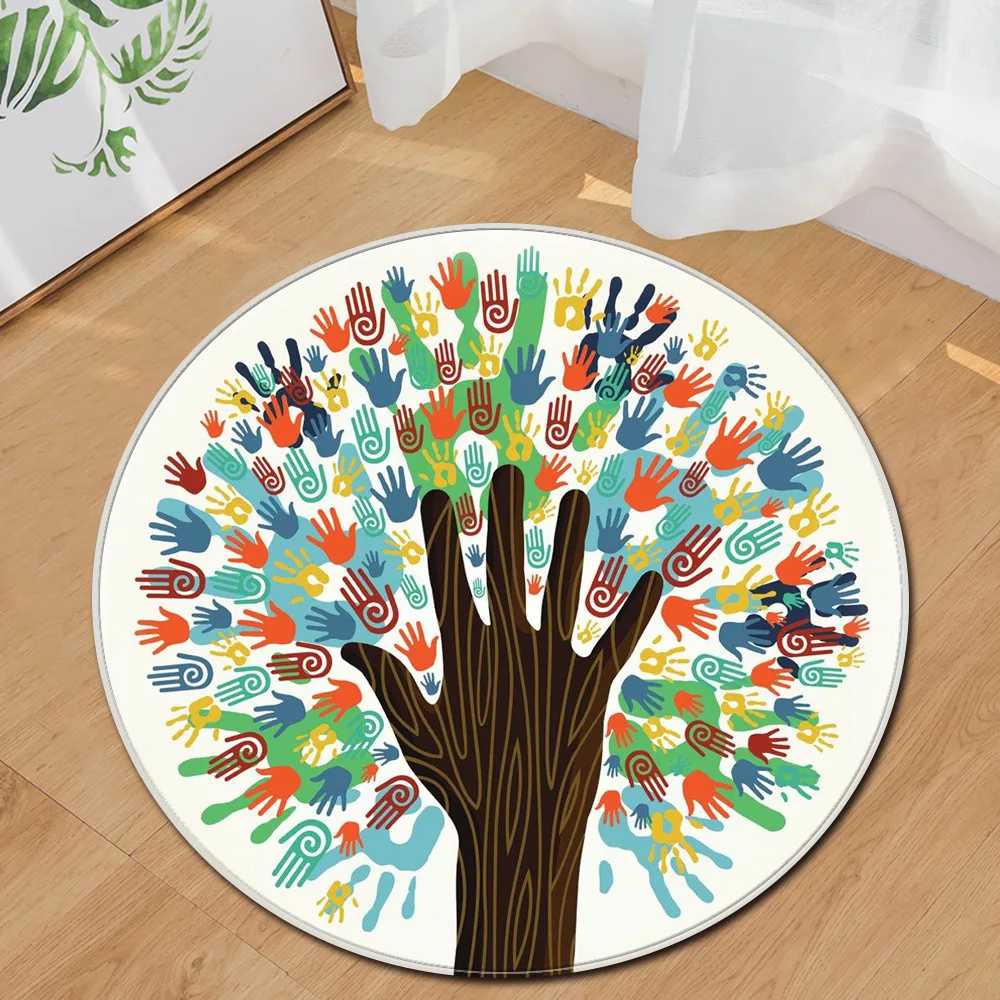 Современный домашний декор, ковер для гостиной, детская комната, коврик для детской игровой площадки, Круглый, расписанный вручную, ковер для гостиной, коврик для стула