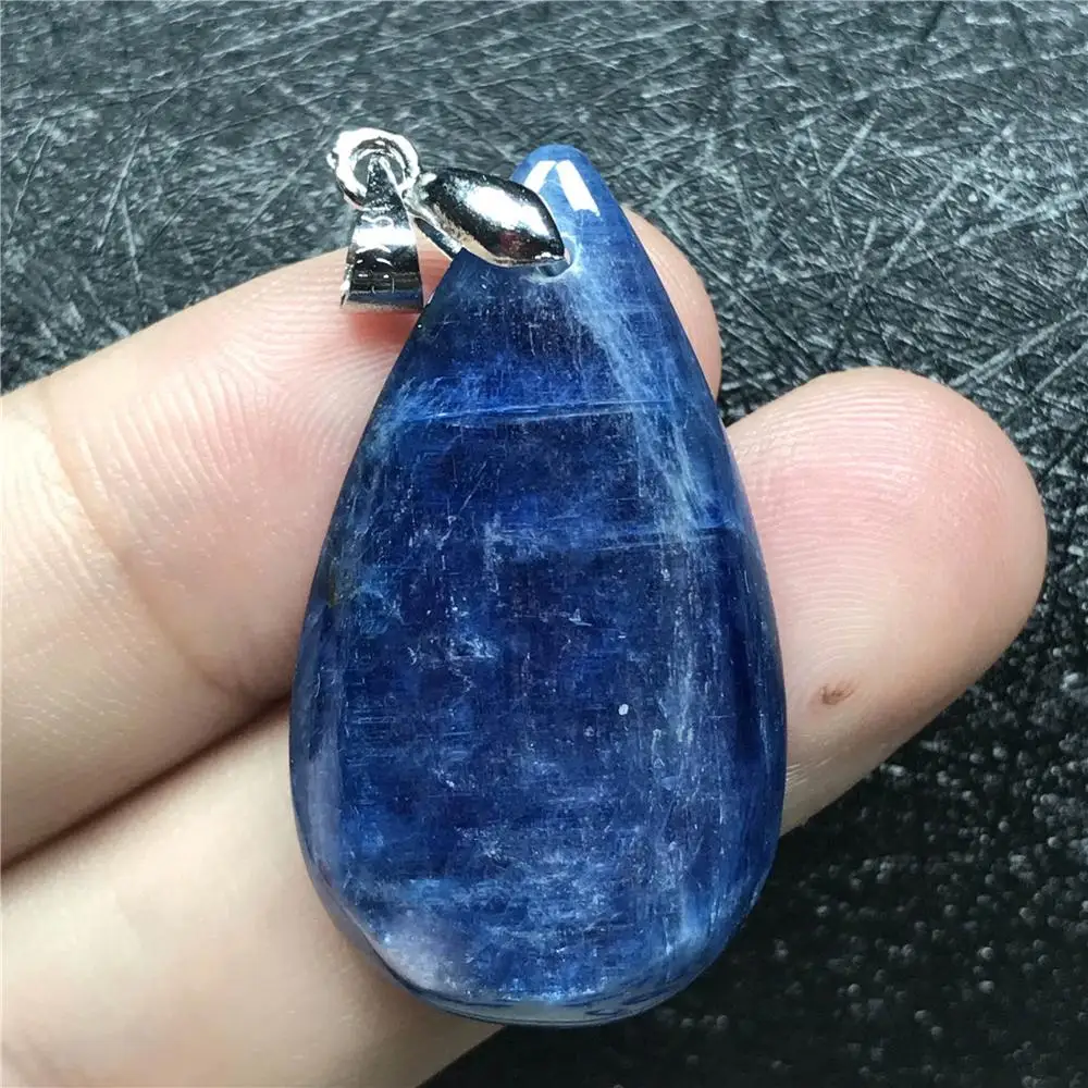 

Top Natural Blue Kyanite Pendant Jewelry For Woman Lady 34x19x5mm Beads Cat Eye Gemstone Crystal Silver Necklace Pendant AAAAA