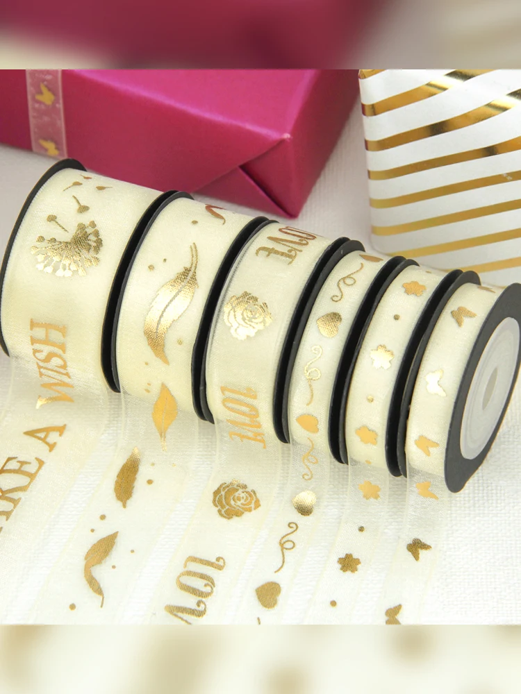 Ribbon Decoration 2-5 yard Happy Birthday Ribbons Lover Wedding Event Party Valentine's Day Baking Bouquet Bowknot Card Gifts Box Packaging Decor