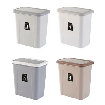 

Kitchen Push Cover Cabinet Door Hanging Trash Can with Lid Garbage Storage Bucket Waste Bin Rubbish Container