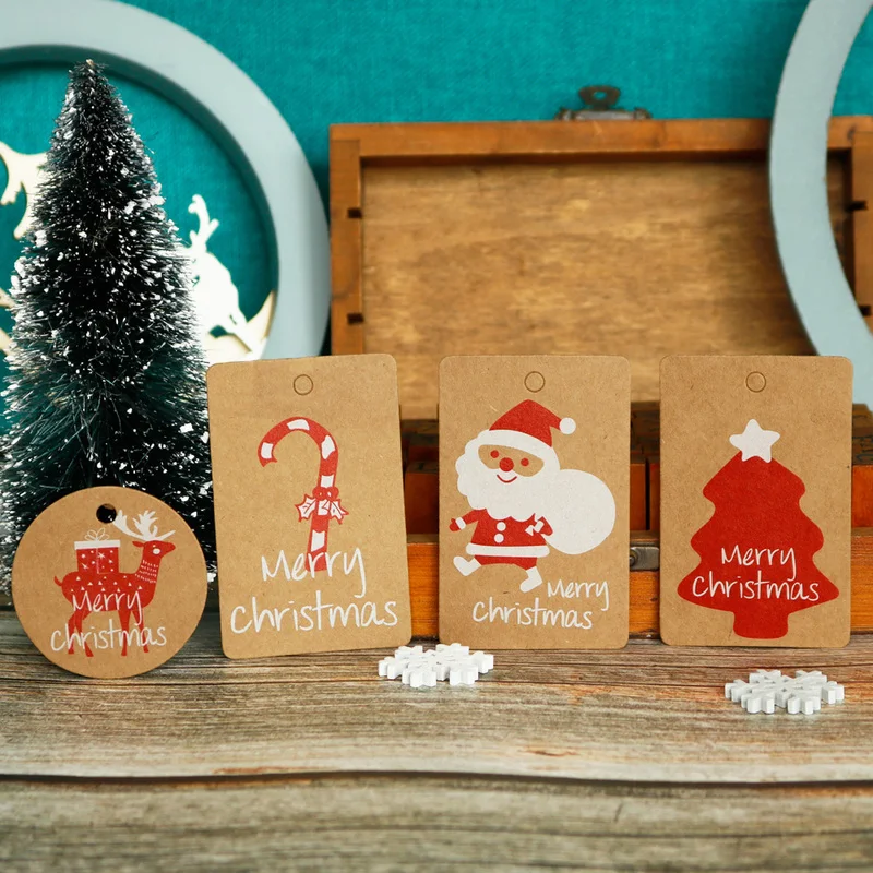 50x Christmas Tree Kraft Wedding Party Gift Card Luggage Paper Hang Tags XD 