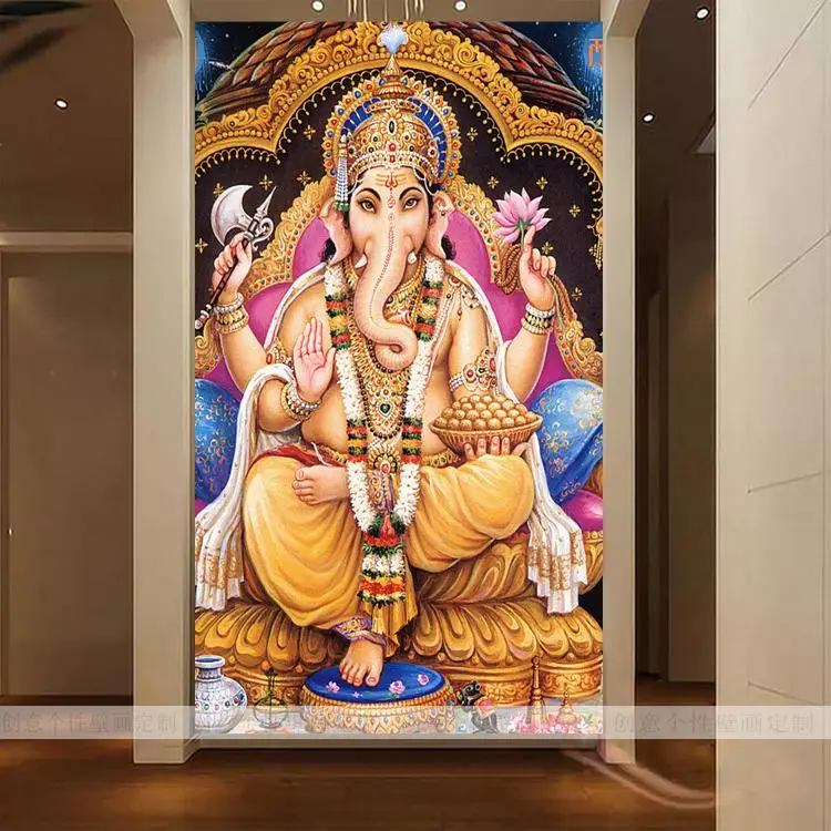 

Drop Ship Custom 3d Wallpaper Thailand Style India Beautiful Beauty Elephant Decorative Murals Entrance Hallway 3d Wallpaper